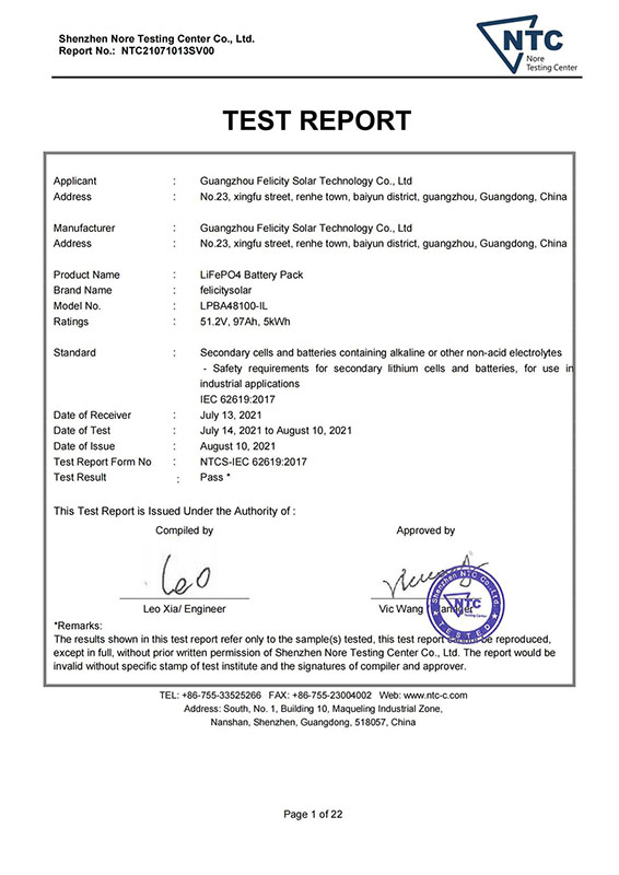 NTC21071013SV00 LPBA48100-IL, Laporan IEC 62619
